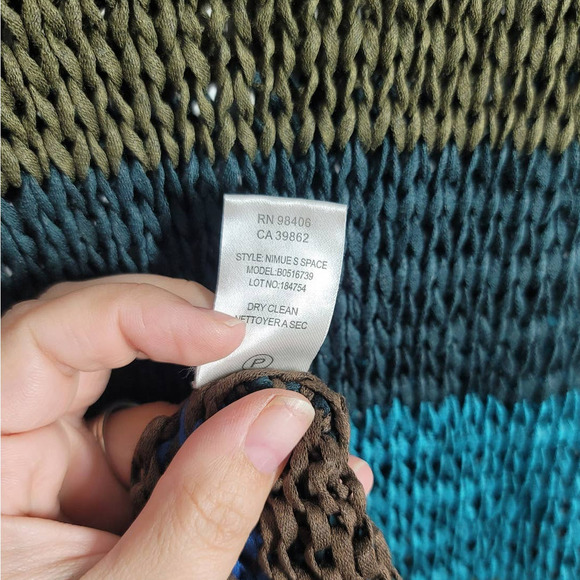 Theory Nimue Space Low Back Knit Stripe Long Sleeve Round Neck Tunic Sweater Med - Picture 6 of 6